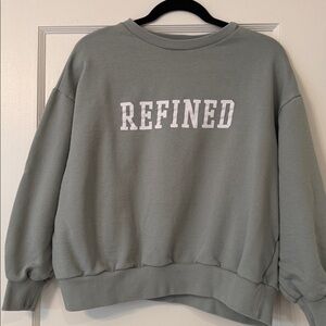 OAK + FORT Gray/Light Green Sweatshirt with White Print